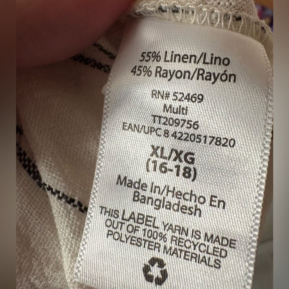 SOLD
NEW Time & Tru Linen blend Cream and black Stripe resort XL (16-18) Pants - Picture 4 of 6